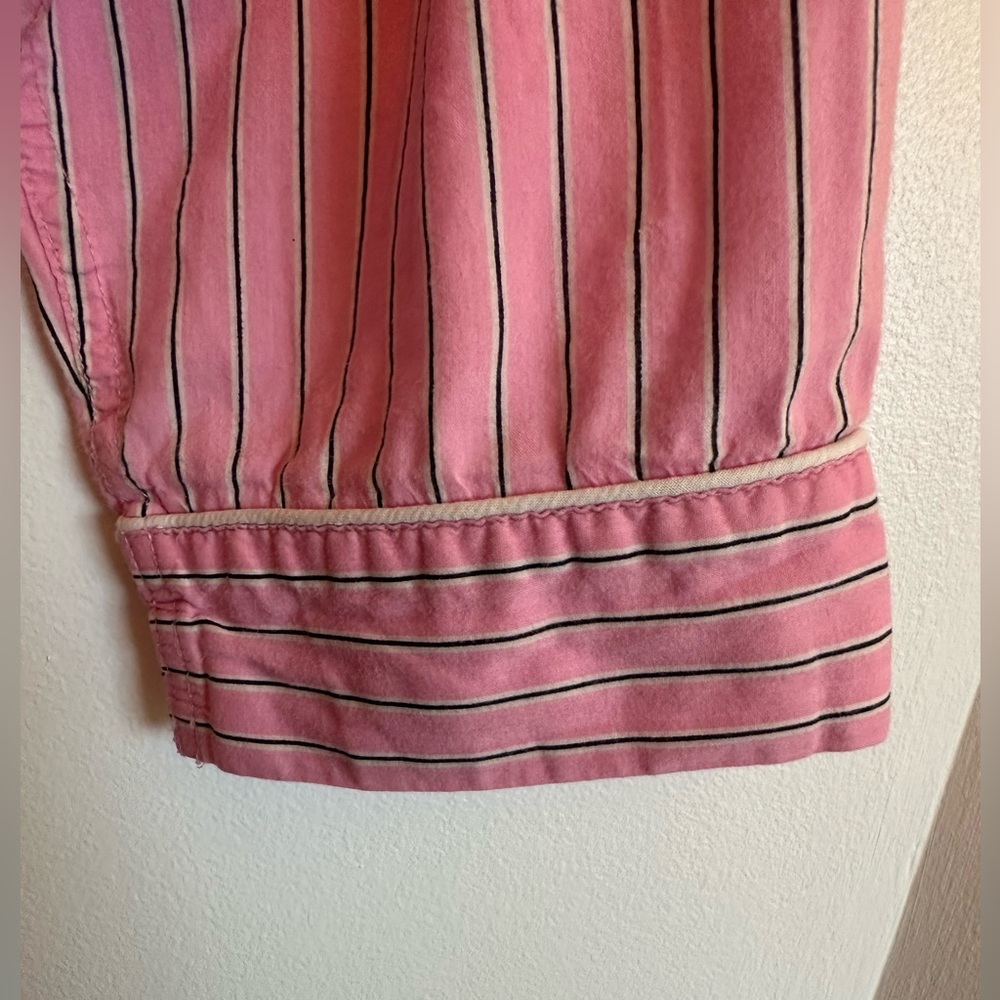 SOLD Lauren Ralph Lauren Size Large Pink Stripe Pajama 2Piece Capri Set Monogram - Picture 6 of 13